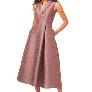 NWT Kay Unger Wood Rose Shawl Collar Dress Size 12
